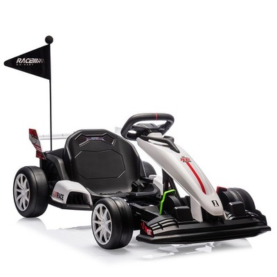 Garvee Electric Ride on Karts for Children,24V Electric Go Kart for Kids -White