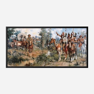 Edgar Samuel Paxson - The Border Land 1912 - Western Art Print Paper or Canvas