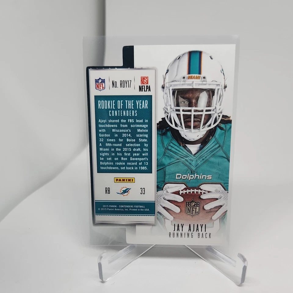 2015 Panini Contenders Jay Ajayi Rookie of the Year Diecut RC Miami Dolphins  - Image 4 of 4