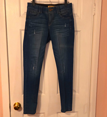 Democracy Women s Blue Solid Dark Wash Skinny Stretch Denim Jeans 5-Pocket