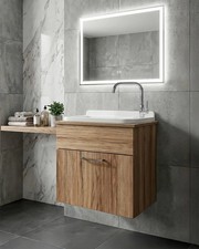 Mobile Lavatoio sospeso Nobilitato Rovere 1 sportello o cassettone x lavanderia