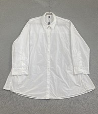 Katharina Hovman 495 Oversize Button Down Shirt Women Size 16 White Taffeta NEW