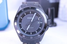 Fossil AM4373 Men's Decker Black Dial Black Ion-plated Watch With Tin