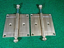 PAIR CIRCA 1890 BRASS 4" X 4"  HINGES - AWESOME! -  VERY NICE (21038)