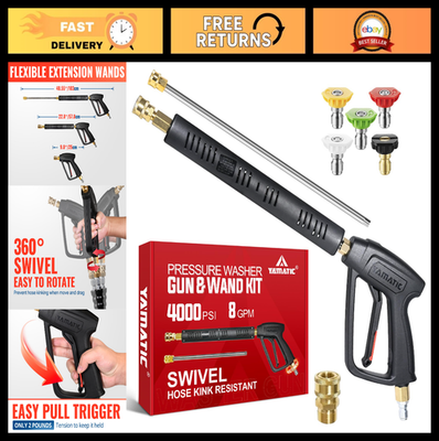 #ad Pressure Washer Gun Wand with Swivel 3 8quot; Plug amp; M22 Coupler Stainless Steel Ex $119.99