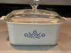 Vintage CorningWare Blue Cornflower 2 Qt  Casserole P-4-B with Pyrex Lid P-4-C