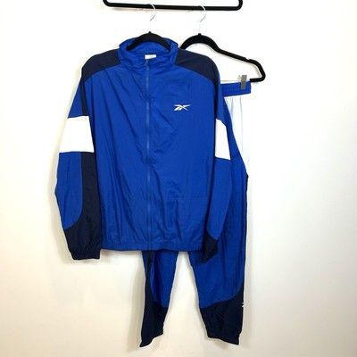 NWT Reebok HT1687 Training Woven Performance Jacket & Joggers Set Vector Blue