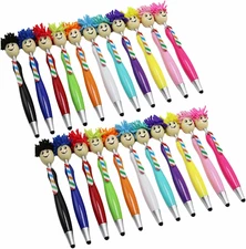 Pack of 20 Mop Head Ballpoint Pens, Funny Mop Topper Pens with Plush Hair,Writin
