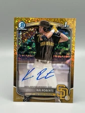 2025 BOWMAN CHROME KAI ROBERTS 1ST GOLD MINI DIAMOND AUTO 08/50 CPA-KR PADRES