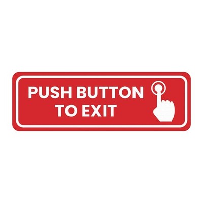 Small Red Standard Push Button To Exit Door Wall Sign Hardware Security Alert