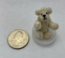 Miniature/ Micro Fully Jointed Teddy Bear Cream  1 1/2” By Theresa Yang
