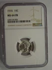 NGC MS 64 Full Bands 1935 Mercury Dime