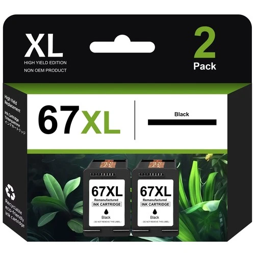2PK 67XL Ink Cartridges Black For HP 67XL Black DeskJet 2700 2755 4155 Envy 6455 - product listing photo