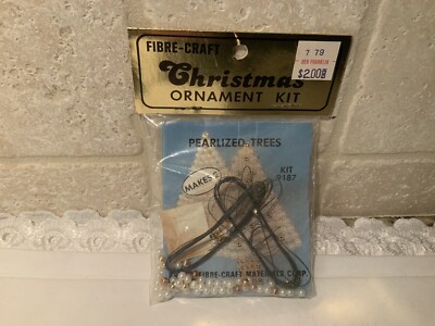 Fibre-Craft Vintage Christmas Ornament Kit PEARLIZED TREES #9187 Makes 2 New