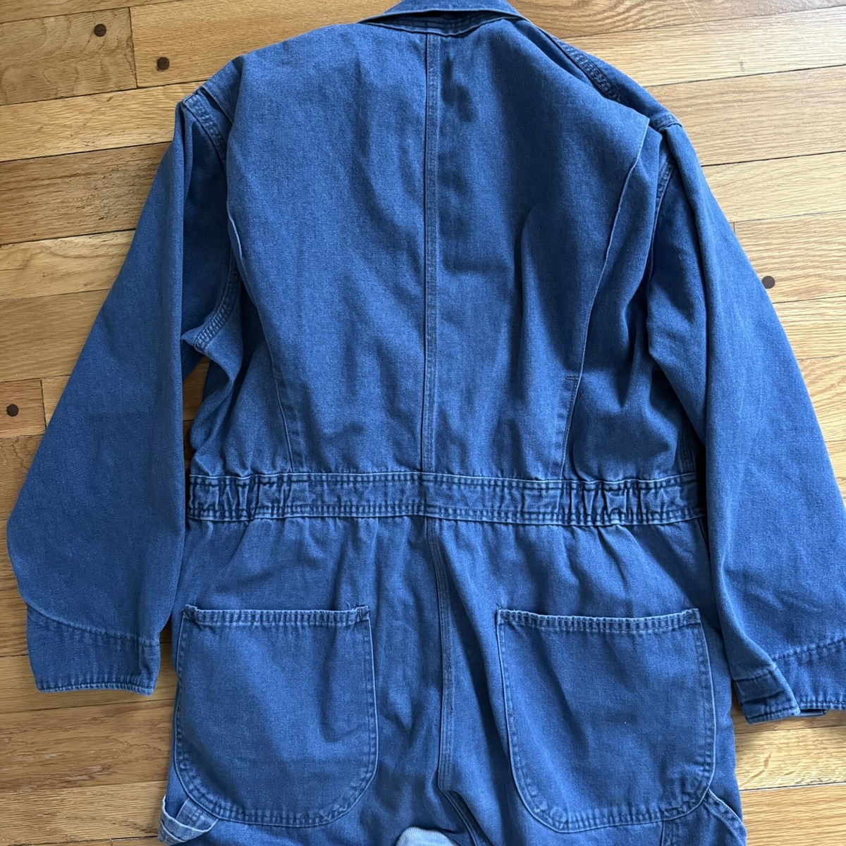 Vtg Big Mac Coveralls Men L XL Blue Denim Mechanic One Piece