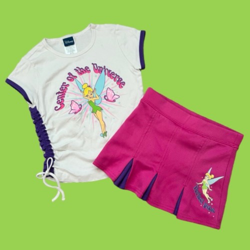 Vintage Disney Tinker Bell “Center Of The Universe” Top And Skirt Set Girl 6/7
