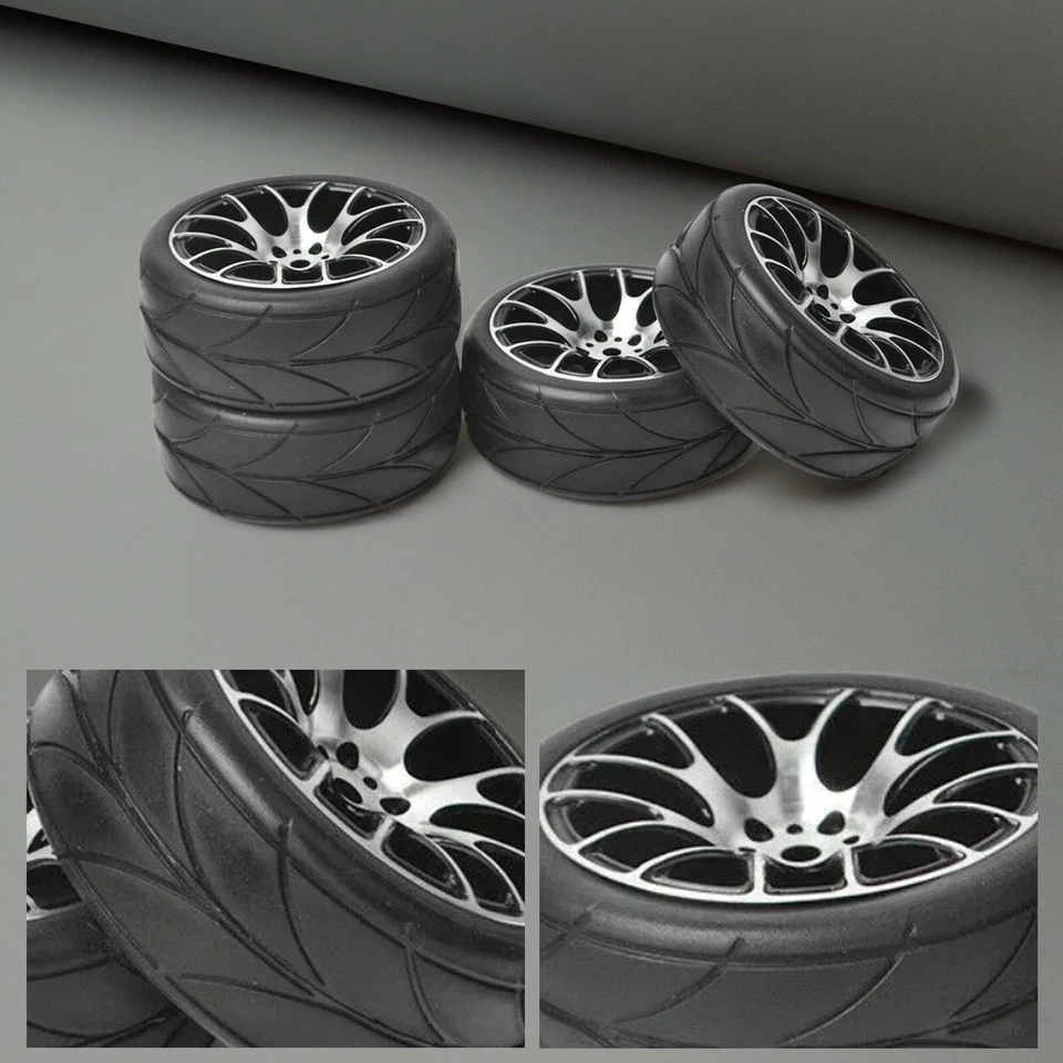 4PCS Aluminum Rims Wheels with Tires for 1/10 RC On Road Touring Car - Image 3 of 4