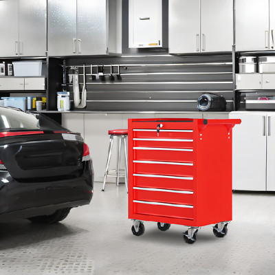 Rolling Tool Cart 7-Drawer with Lock Mechanic Toolbox Storage Tool Chest Cabinet