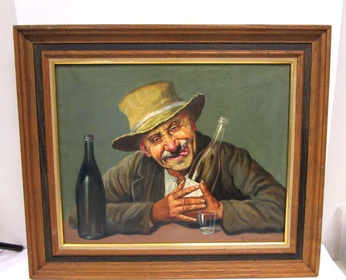 "The Drunk" Konstantine Szewczenko Original Oil Painting Jewish Polish Artist