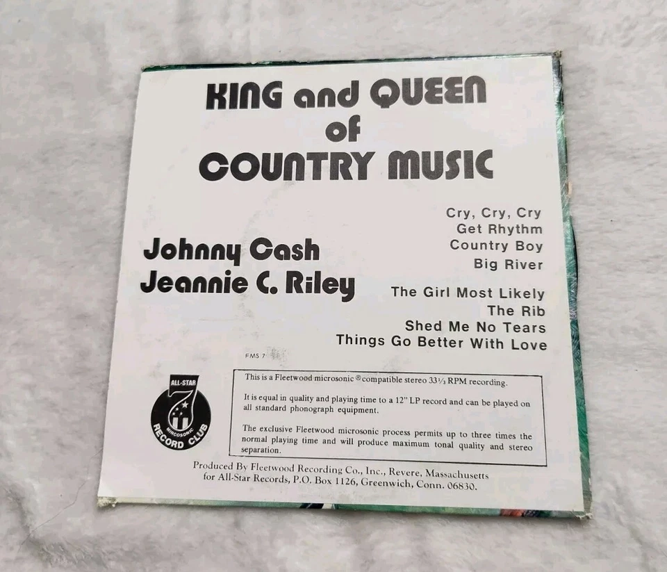RECORD JOHNNY CASH & JEANNIE C. RILEY KING AND QUEEN OF COUNTRY MUSIC 33RPM - Image 2 of 4