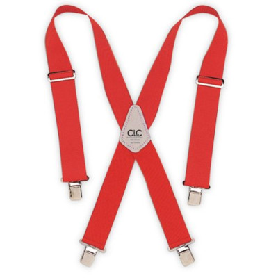 Heavy Duty Red Work Suspenders with Elastic Straps, One Size