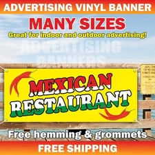 MEXICAN RESTAURANT Advertising Banner Vinyl Mesh Sign Burrito Nachos Taco Place
