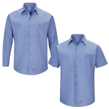 Red Kap Men's Work Shirt Mimix Button Up 2 Pocket Industrial Uniform Clothes