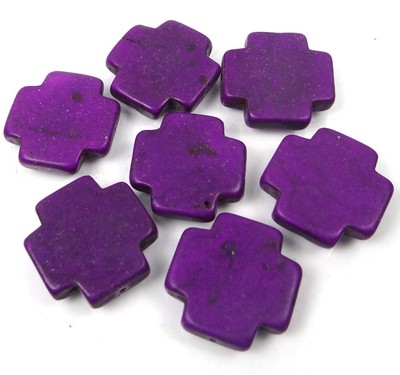 25mm Purple Turquoise Cross Beads (7 pcs)