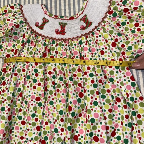 Little Threads Girls Smocked Dress Polka Dots and Stockings Girls 6 - Picture 3 of 8
