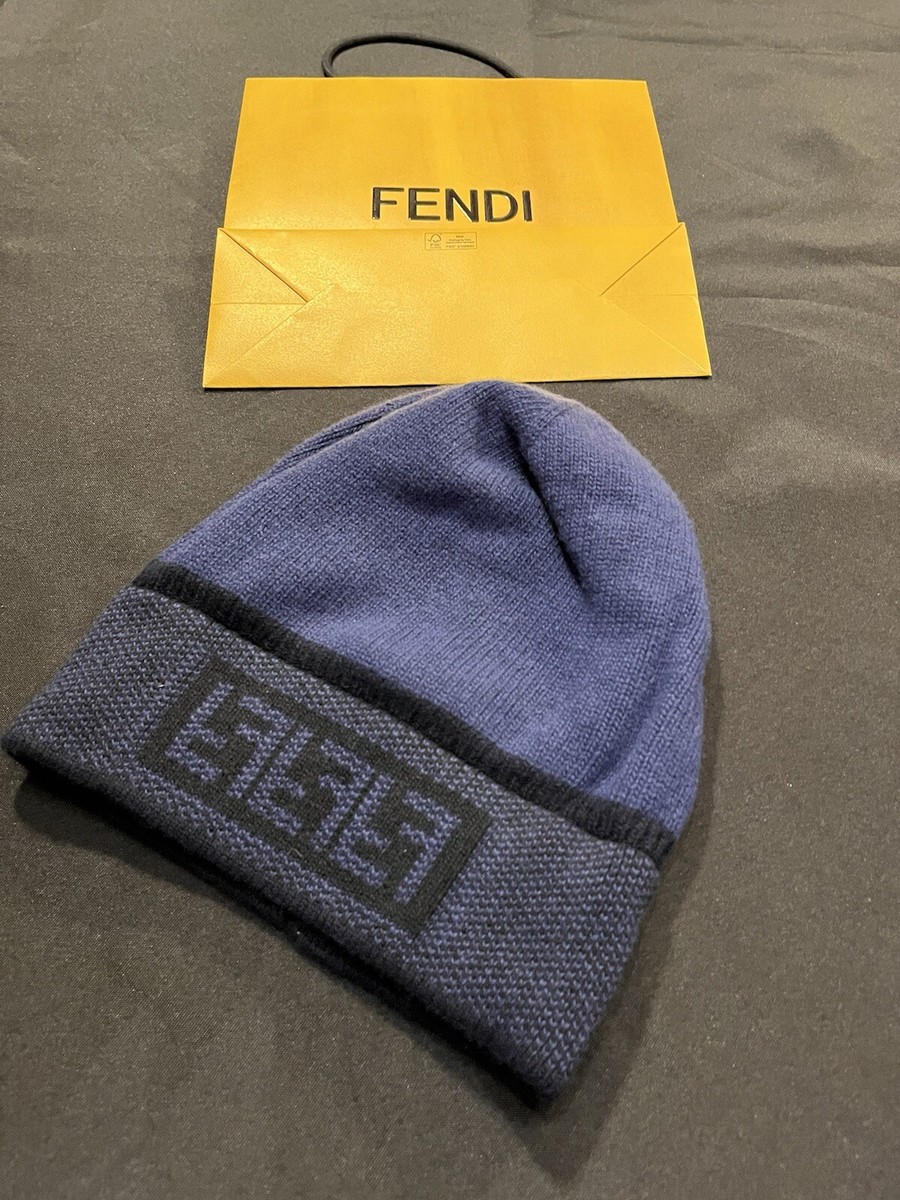 RARE FENDI JACQUARD LOGO FF SKULL CAP SKULLCAP BEANIE CAP HAT