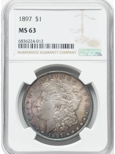1897 Morgan Dollar S$1 NGC MS63 Nice tone