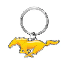 iPick Image for Ford Mustang in Yellow 3D Pony Die-Cut Metal Key Chain Key-Charm