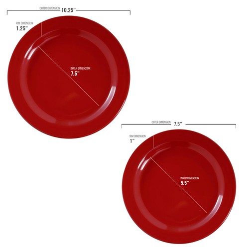 Red Green Round Disposable Holiday Dinner Salad Plates, Plastic Dinnerware 120pc - Picture 9 of 22