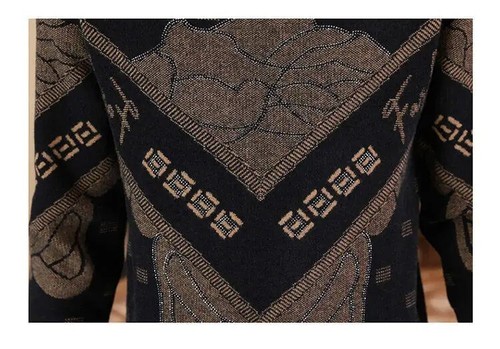 Nuevo Suéter Tejido de Alta Calidad Jacquard Diamante Estrás Moda para Hombres de Lujo - Imagen 4 de 12