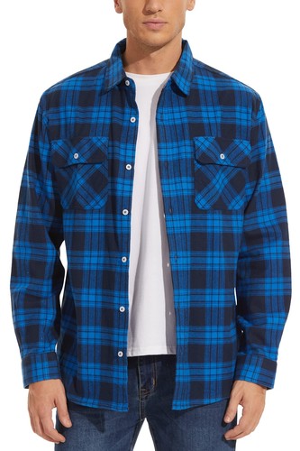 Camisa de franela a cuadros ligera informal de algodón manga larga primavera otoño para hombre - Imagen 27 de 73