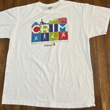 2008 Crim Flint Michigan Race Graphic T-Shirt Adult Large White Double Sided
