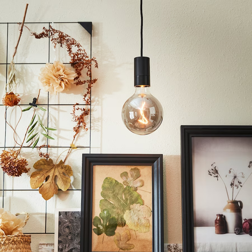 IKEA MOLNART LED Bulb E26 140 Lumen, Globe Gray Clear Glass, 5" Energy Efficient - Picture 9 of 11