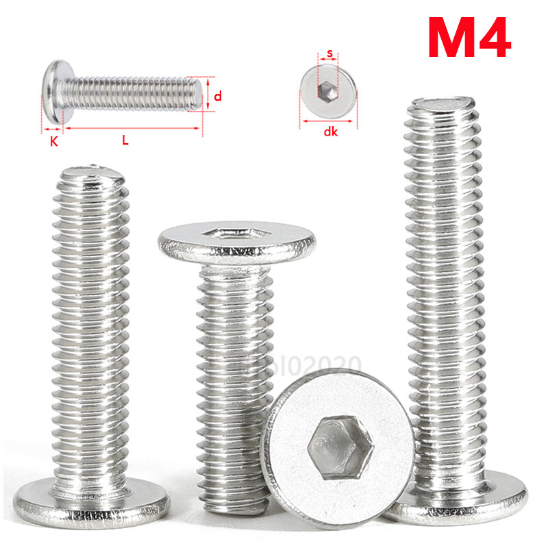 Tunejoy M4 X 40mm Flachkopfschrauben - 20 Stück Edelstahl A2 V2A Mit Inbusschlüssel