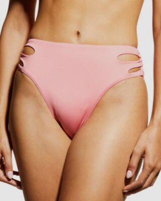 $88 Trina Turk Women's Pink Solid Monaco High Waist Bottom Swimwear Size 2