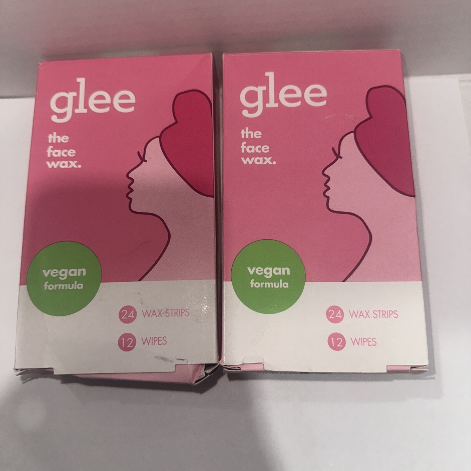 2 Glee Face Wax Hair Removal Strips for Women, 24 WAX STRIPS ea box