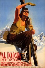Valle d’Aosta Italy Winter Sports Ski With Sun Vintage Poster Repro FREE S/H