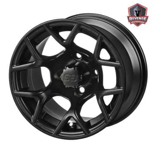 12" Ninja Matte Black Golf Cart Wheels and Tires Combo (205/30-12) Set of 4