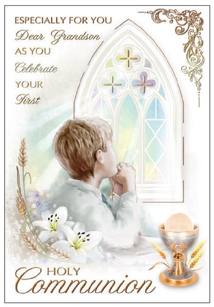 1st Holy Communion Greeting Card Grandson Boys Blessings