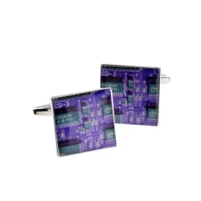 Purple Circuit Board Image Style Cufflinks X2BOCS161
