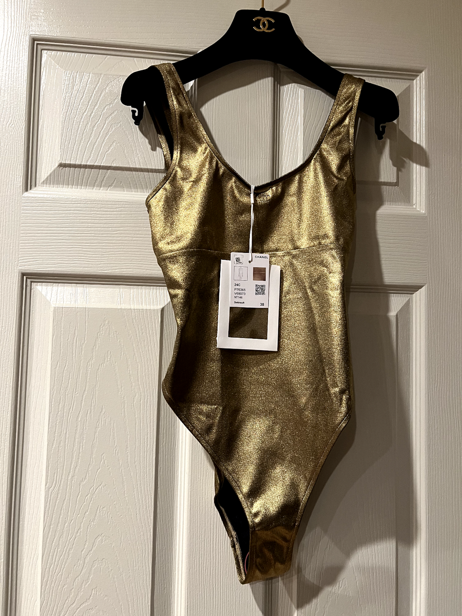 24C【CHANEL】スイムウェア トップ CHANEL 2024C NEW TAGS GOLD CRYSTAL EMBELLISHMENTS ONE-PIECE