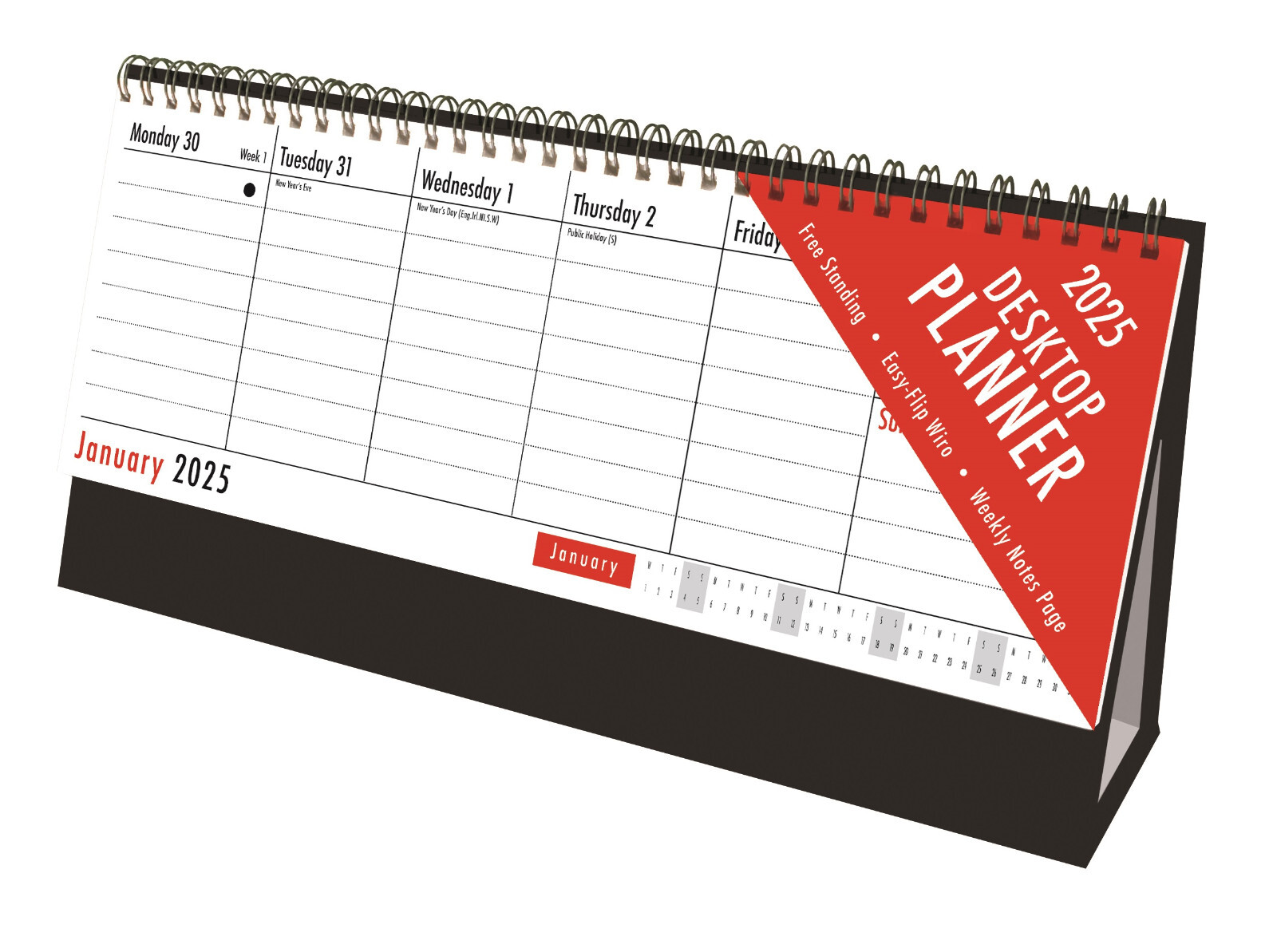 2025 Desk Top Planner Week To View Calendar Freestanding Wiro Office Organiser