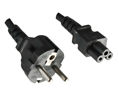 DINIC Netzkabel,  Schutzkontaktstecker auf C5 Kleeblatt-Stecker, 3m