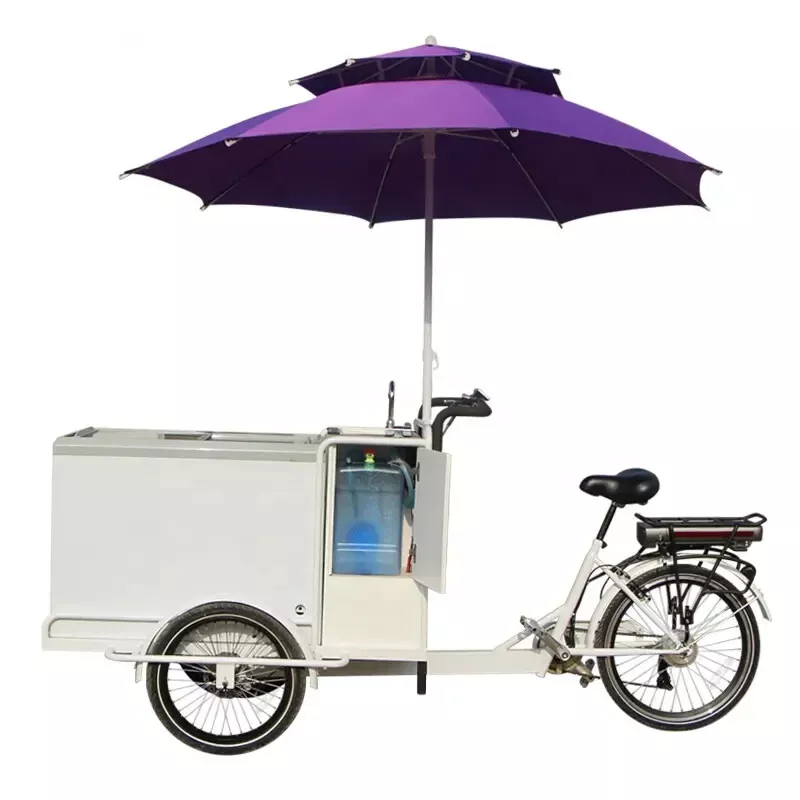 500w Electric Tricycle Ice Cream Freezer Cart Bike Bicycle With Water  System