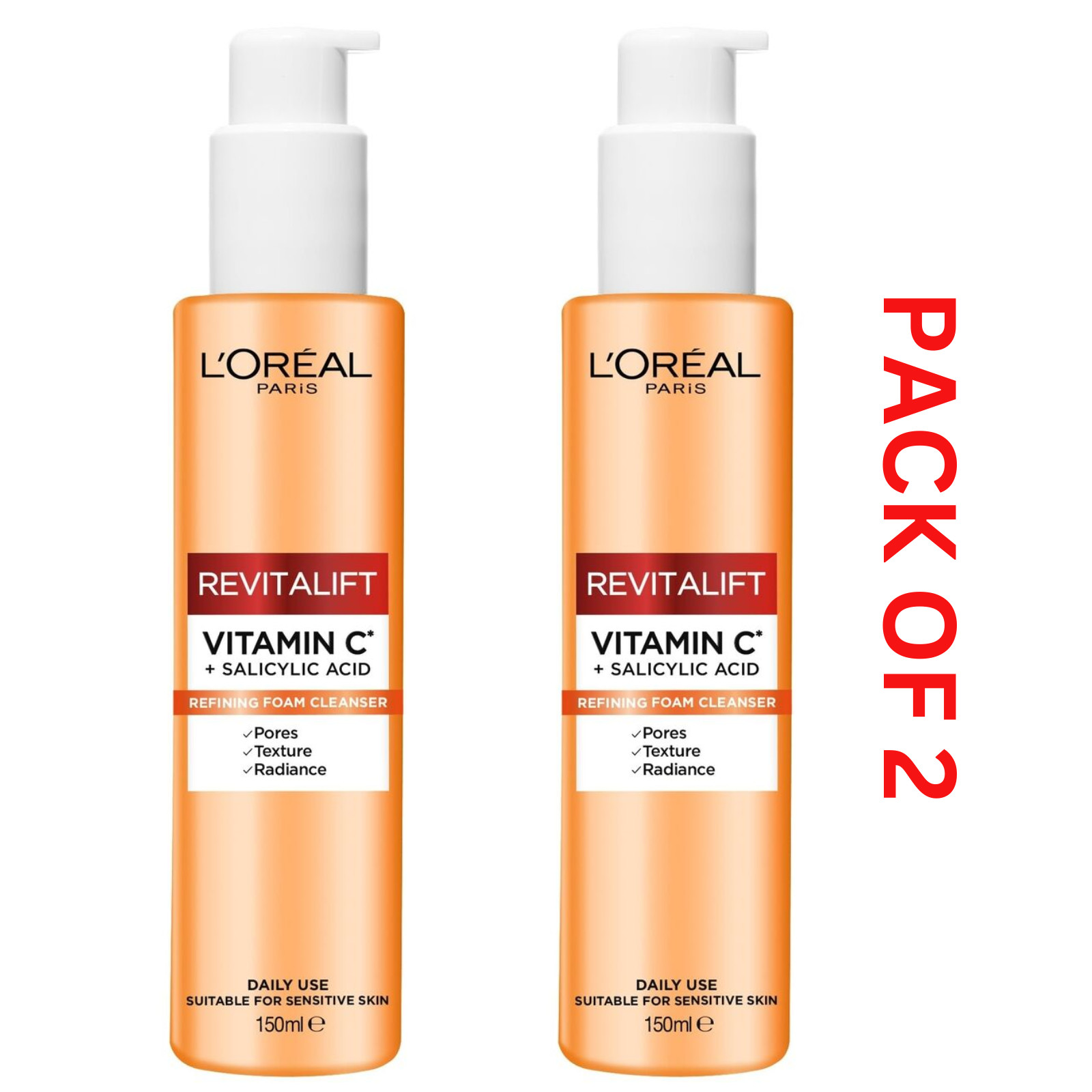 L'Oreal Paris Vitamin C Cleanser, Revitalift Vit C + Salicylic, 150ml | Helps Brighten Skin Tone & Reduces Pores, Smooths Skin Texture, Cleans & Purifies Skin, For All Skin Types - Image 4