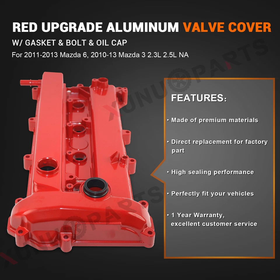 Cubierta de válvula de aluminio para Mazda 3 5 6 CX-7 2009-2015 2,0 L 2,3 L 2,5 L L L50210210E Foto 2 de 4